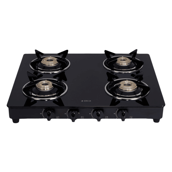 Buy Elica 594 CT VETRO BK Toughened Glass Top 4 Burner Manual Gas